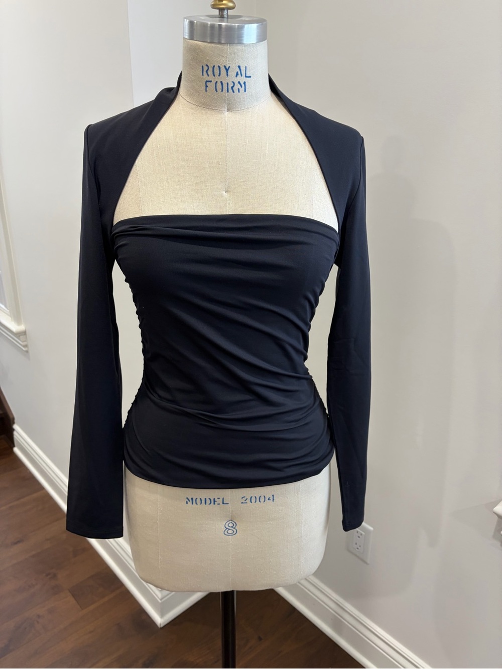 Aritzia Black Long-Sleeve Strapless-Style Cutout Top